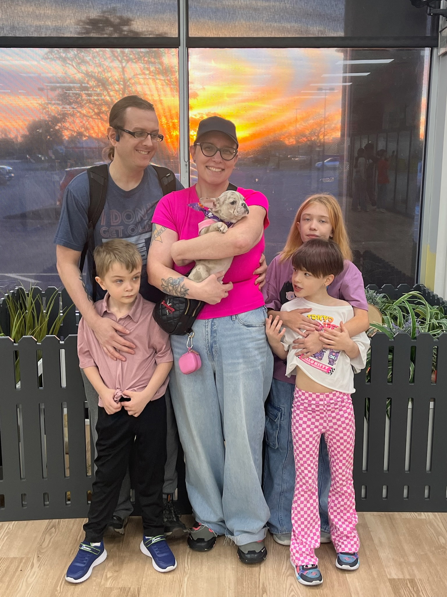 Family with a new puppy