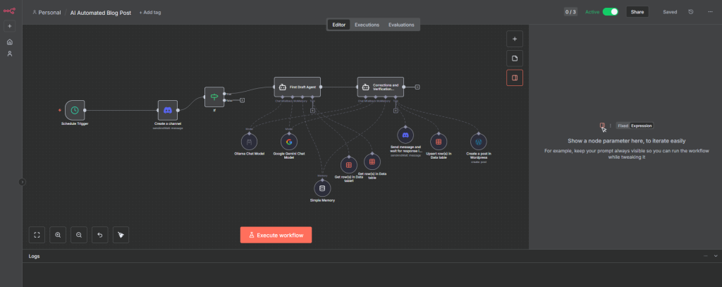 The workflow in n8n for this auto-poster